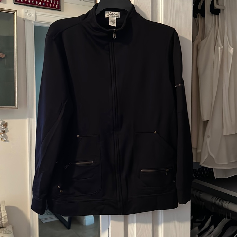 Chico’s Black Sweatshirt Style Jacket
